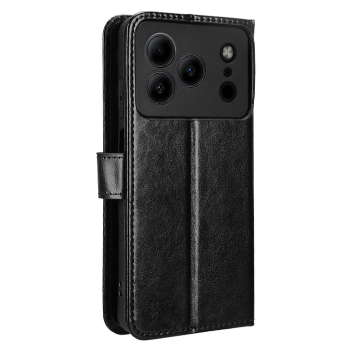 PU Leather Case for Doogee Note 56 / Note 56 Pro / Note 56 Plus Crazy Horse Texture Phone Wallet Cover with Strap - Black - 6