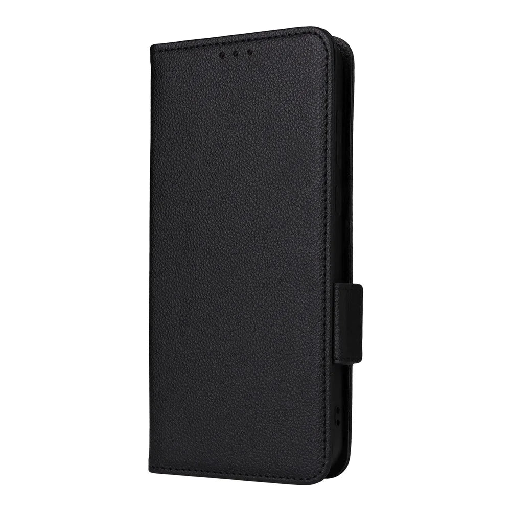For OnePlus Ace 6 5G / 6T 5G / 15R 5G Case Litchi Texture Wallet Leather Phone Cover with Wrist Strap - Black - 7