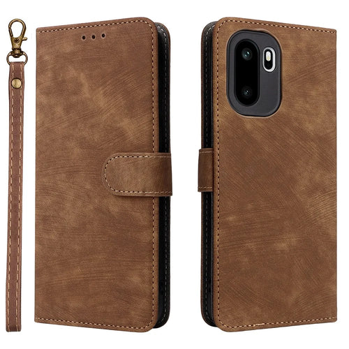 For OnePlus Ace 6 5G / 6T 5G / 15R 5G Case Wallet RFID Blocking PU Leather Phone Cover Stand with Strap - Brown - 1