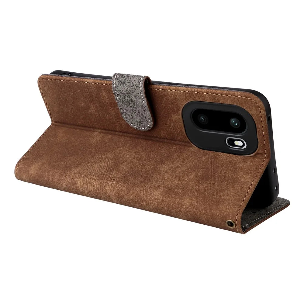 For OnePlus Ace 6 5G / 6T 5G / 15R 5G Case Wallet RFID Blocking PU Leather Phone Cover Stand with Strap - Brown - 4