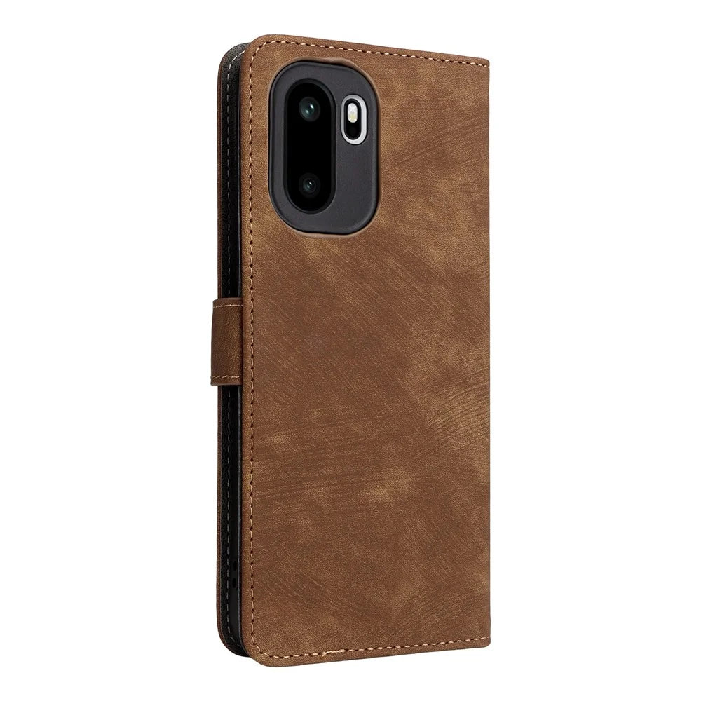 For OnePlus Ace 6 5G / 6T 5G / 15R 5G Case Wallet RFID Blocking PU Leather Phone Cover Stand with Strap - Brown - 7