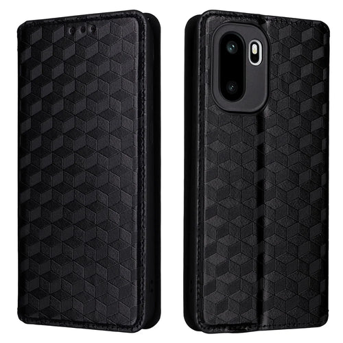 For OnePlus Ace 6 5G / 6T 5G / 15R 5G Case Wallet Rhombus Imprinted PU Leather Phone Cover - Black - 1