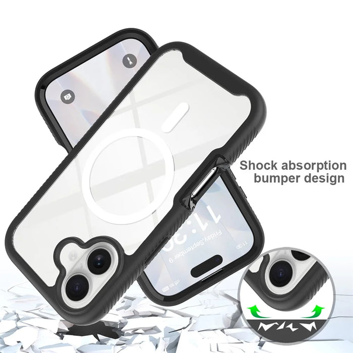 For iPhone 17 Magnetic Case PC + TPU Protective Phone Cover with PET Screen Film - Black - 4