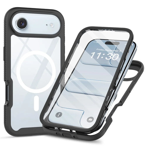 For iPhone Air Magnetic Case PC + TPU Protective Phone Cover with PET Screen Film - Black - 1