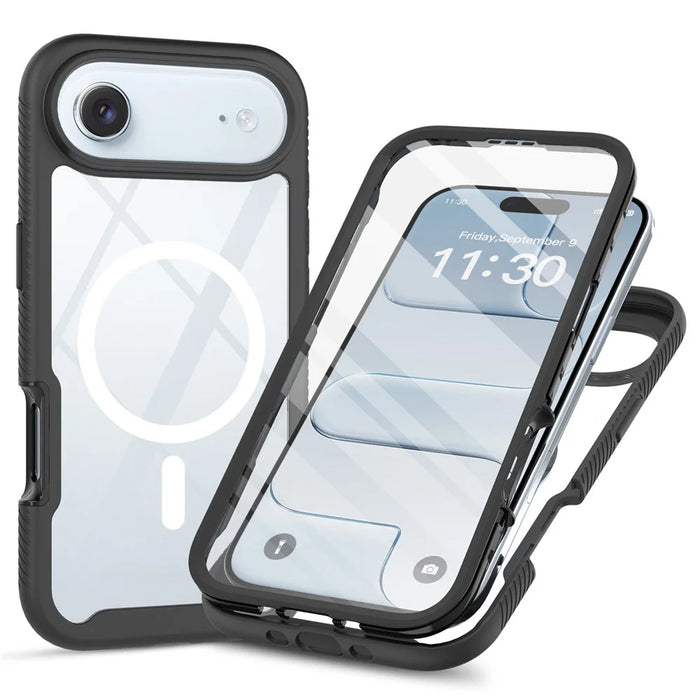For iPhone Air Magnetic Case PC + TPU Protective Phone Cover with PET Screen Film - Black - 1