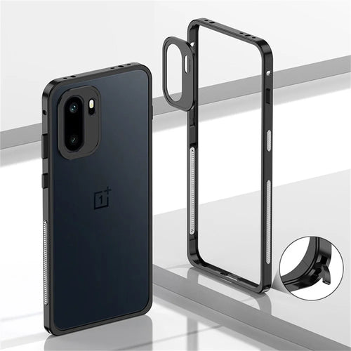 For OnePlus 15R 5G / Ace 6T 5G / Ace 6 5G Bumper Cases Metal Frame Heat Dissipation Cover with Lens Protector - Black - 1
