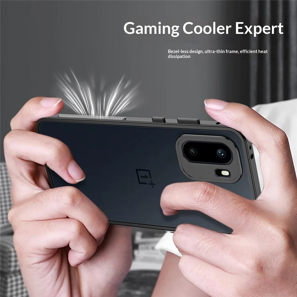 For OnePlus 15R 5G / Ace 6T 5G / Ace 6 5G Bumper Cases Metal Frame Heat Dissipation Cover with Lens Protector - Black - 2