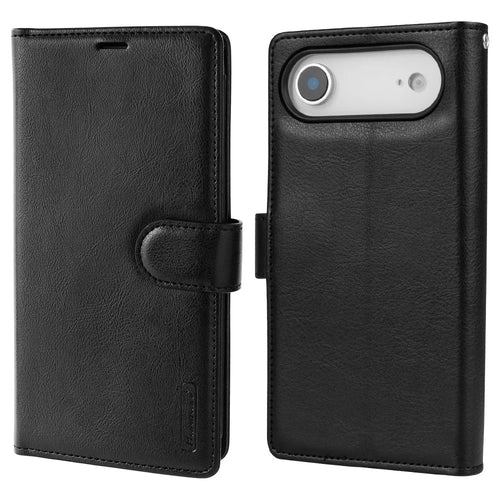 HANMAN Mila Series For iPhone Air Wallet Case with Stand Inner Folio Flip Card Slots TPU PU Leather Phone Cover  - Black - 1