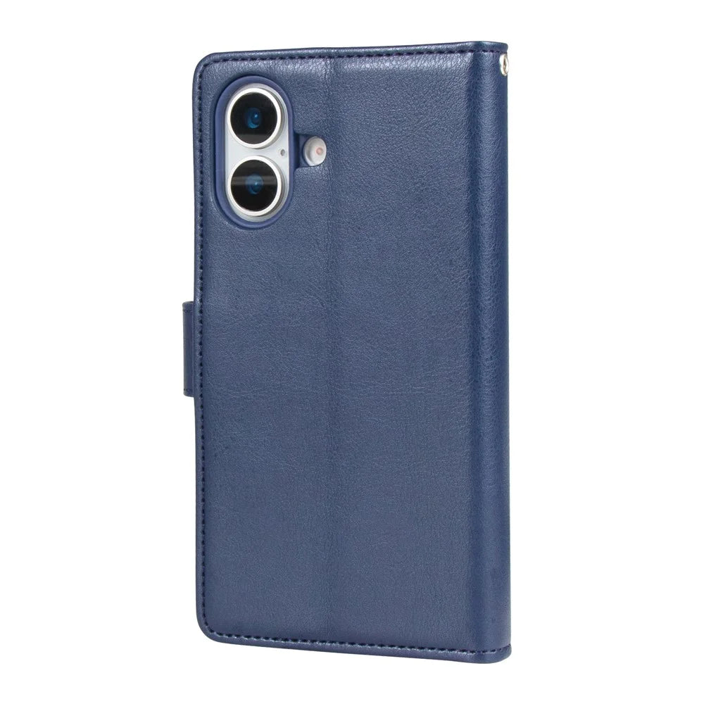 HANMAN Mila Series For iPhone 17 Wallet Case with Stand Inner Folio Flip Card Slots TPU PU Leather Phone Cover  - Sapphire - 5