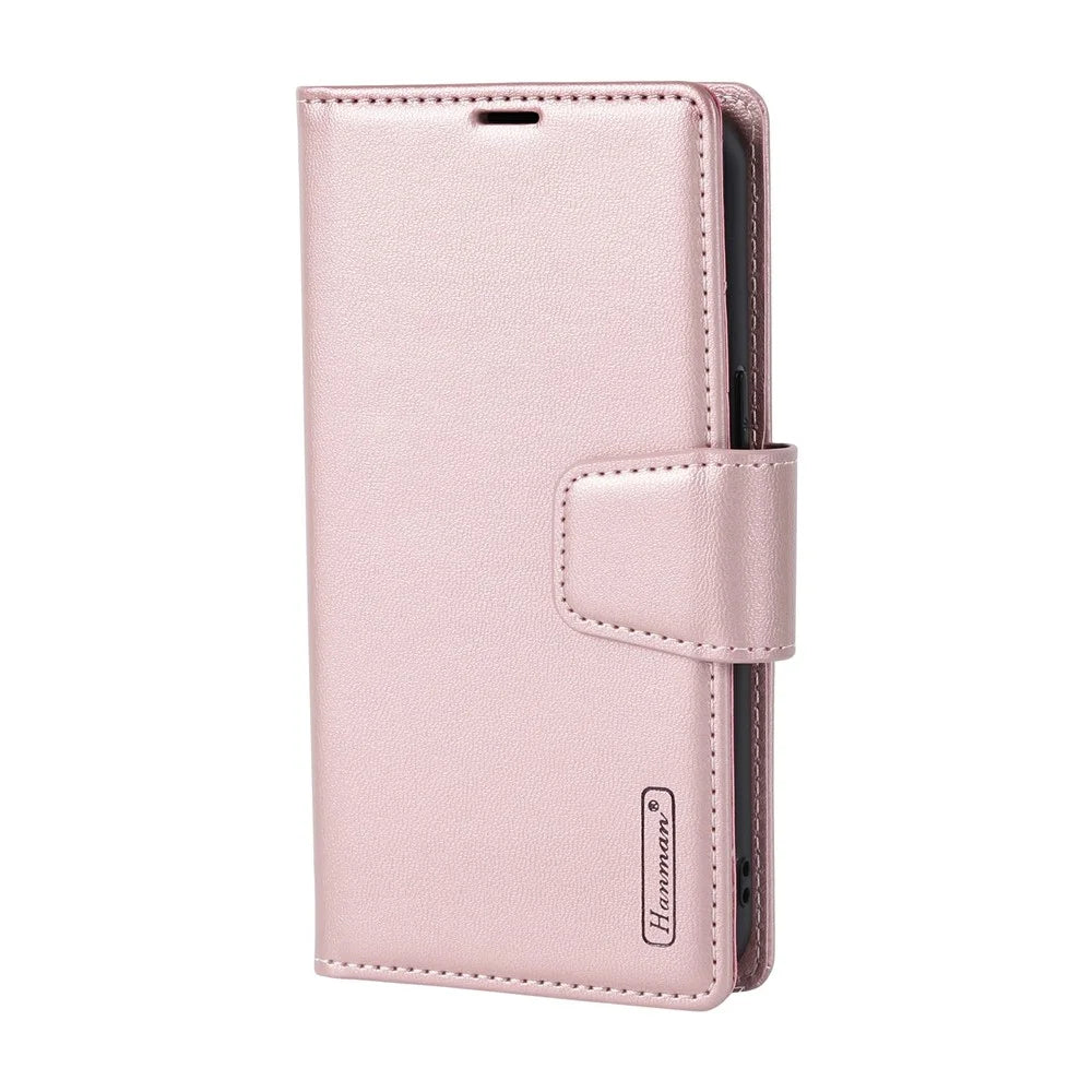 HANMAN For iPhone 17 Wallet Case Magnetic Detachable 2-in-1 PU Leather Phone Stand Cover - Rose Gold - 5