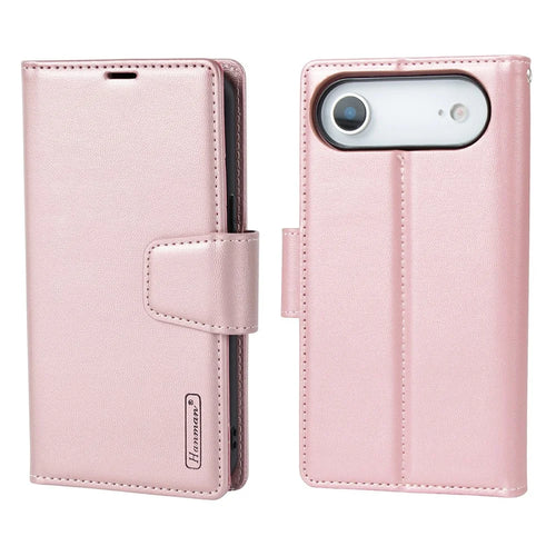 HANMAN For iPhone Air Wallet Case Magnetic Detachable 2-in-1 PU Leather Phone Stand Cover - Rose Gold - 1