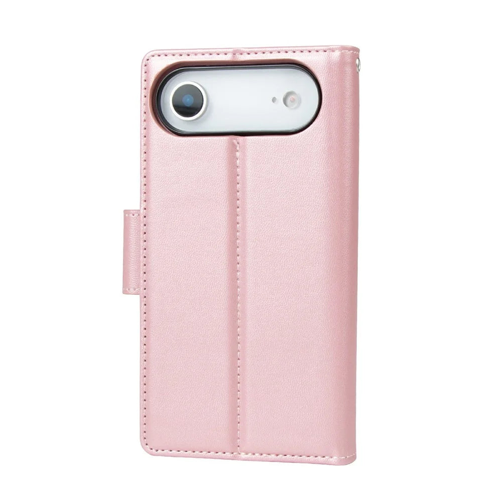 HANMAN For iPhone Air Wallet Case Magnetic Detachable 2-in-1 PU Leather Phone Stand Cover - Rose Gold - 6