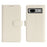 For Google Pixel 7a Stand Case Litchi Texture Genuine Cow Leather Wallet Phone Cover RFID Blocking - White - 1
