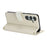 For Samsung Galaxy S24 Stand Case Litchi Texture Genuine Cow Leather Wallet Phone Cover RFID Blocking - White - 3