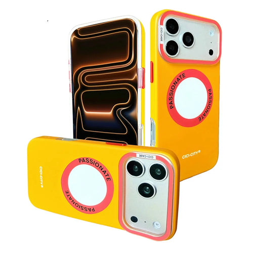CICI-CITY For iPhone 17 Pro Max Case Compatible with MagSafe IMD Matte PC + TPU Cover with Detachable Camera Frame - Yellow - 1