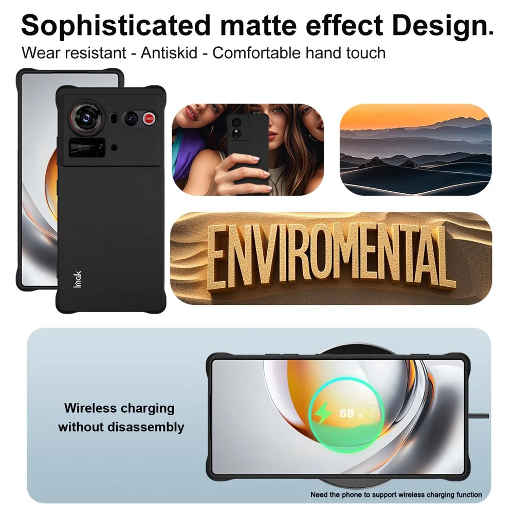 IMAK For ZTE nubia Z80 Ultra 5G Case TPU Phone Cover Airbag Shockproof Protection - Matte Black - 5