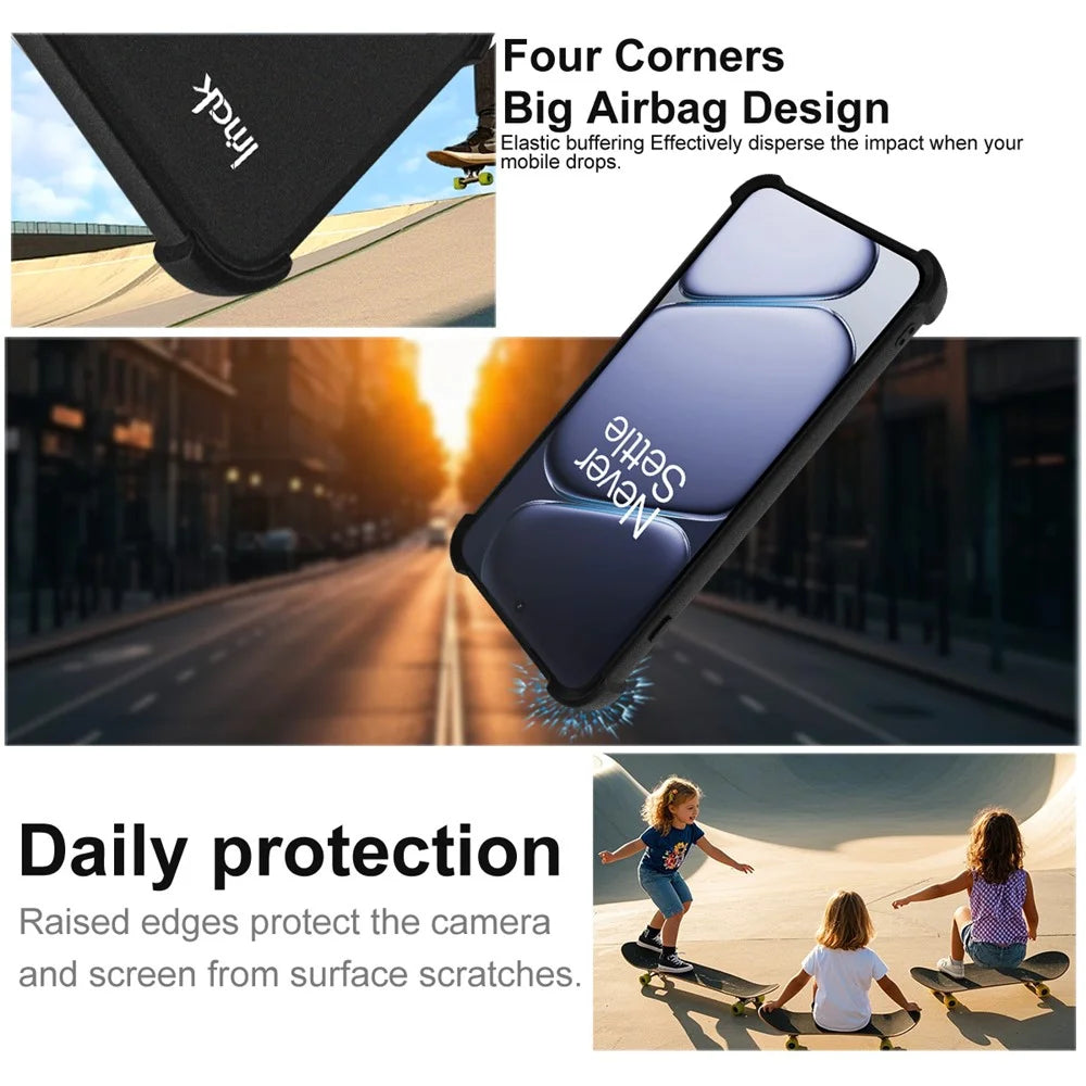 IMAK For OnePlus Ace 6T 5G / Ace 6 5G  /  15R 5G Case TPU Phone Cover Airbag Shockproof Protection - Matte Black - 3