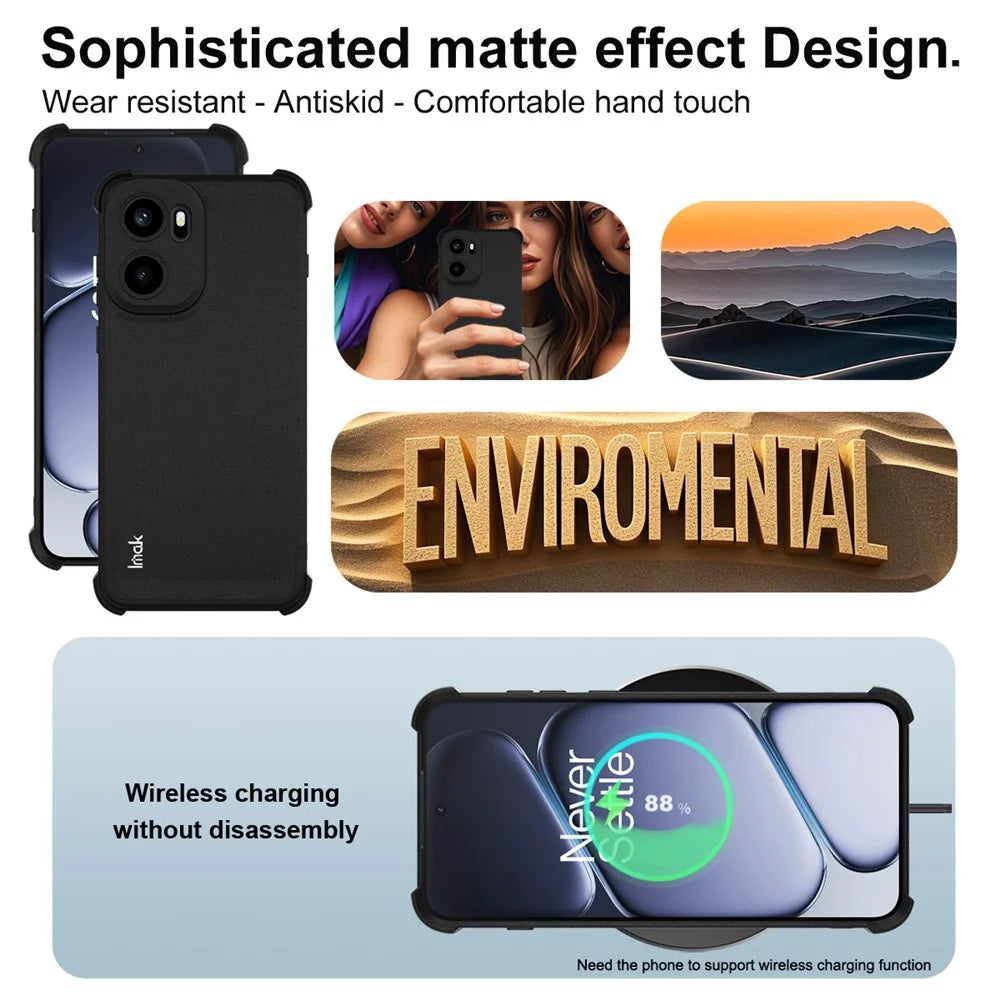 IMAK For OnePlus Ace 6T 5G / Ace 6 5G  /  15R 5G Case TPU Phone Cover Airbag Shockproof Protection - Matte Black - 5