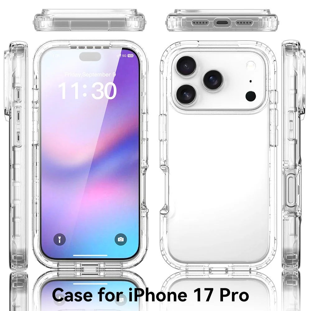 For iPhone 18 Pro / 17 Pro Case Built-In PET Screen Protector PC+TPU Full Body Shockproof Phone Cover - Black - 2
