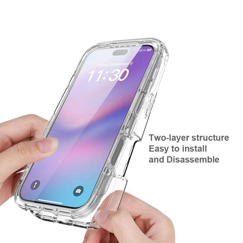 For iPhone 18 Pro / 17 Pro Case Built-In PET Screen Protector PC+TPU Full Body Shockproof Phone Cover - Black - 4