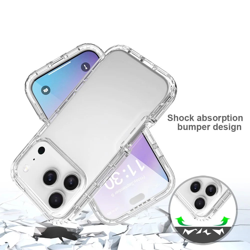 For iPhone 18 Pro / 17 Pro Case Built-In PET Screen Protector PC+TPU Full Body Shockproof Phone Cover - Black - 6