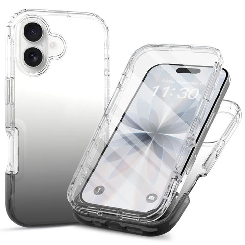 For iPhone 17 Case Built-In PET Screen Protector PC+TPU Full Body Shockproof Phone Cover - Black - 1