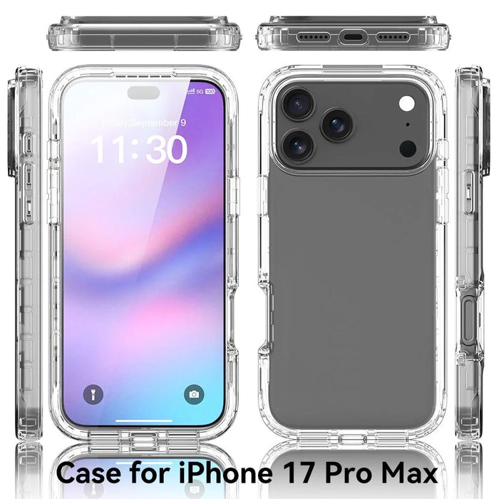 For iPhone 18 Pro Max / 17 Pro Max Case Built-In PET Screen Protector PC+TPU Full Body Shockproof Phone Cover - Black - 2
