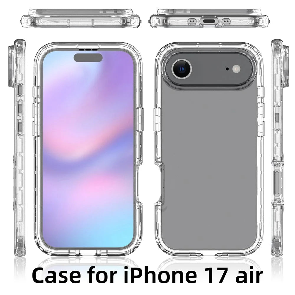 For iPhone Air Case Built-In PET Screen Protector PC+TPU Full Body Shockproof Phone Cover - Black - 2