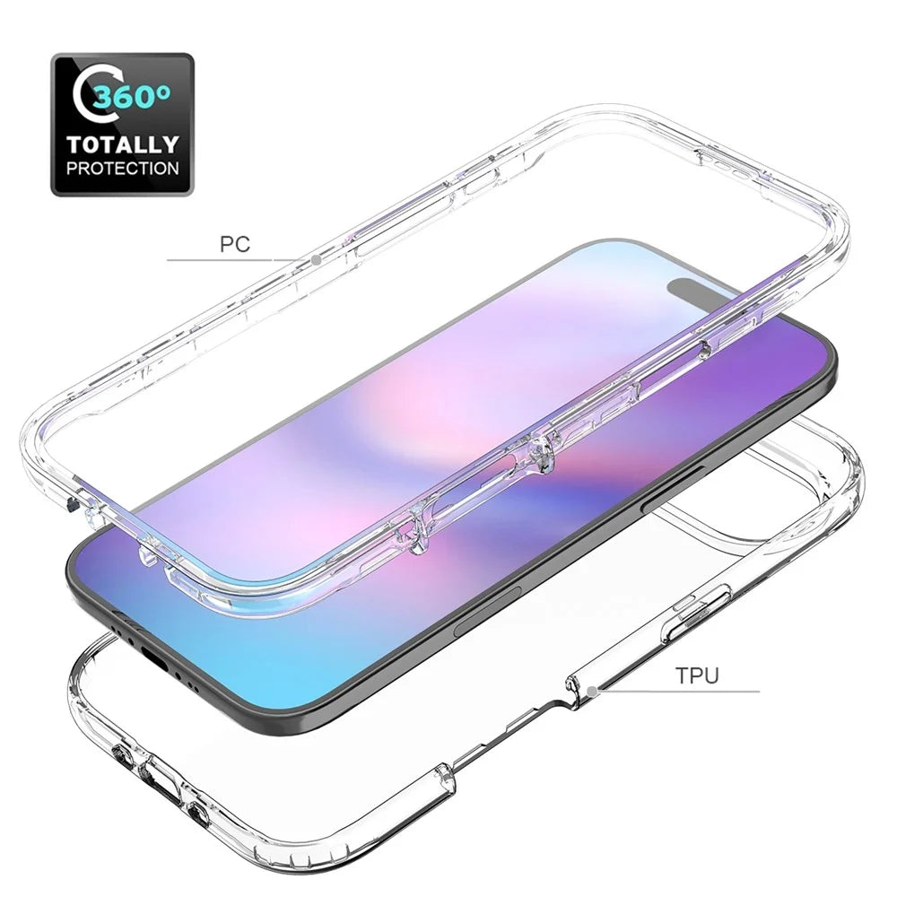 For iPhone Air Case Built-In PET Screen Protector PC+TPU Full Body Shockproof Phone Cover - Black - 3