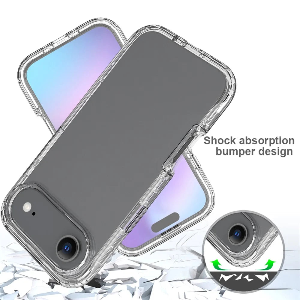 For iPhone Air Case Built-In PET Screen Protector PC+TPU Full Body Shockproof Phone Cover - Black - 4