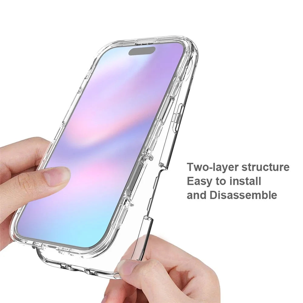 For iPhone Air Case Built-In PET Screen Protector PC+TPU Full Body Shockproof Phone Cover - Black - 5