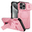 For iPhone 15 Pro Case Kickstand Camera Slider PC + TPU Phone Cover Compatible with MagSafe - Pink - 1