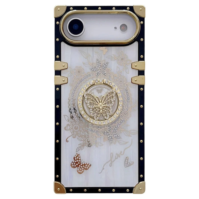 For iPhone Air Cases Rhinestone Decor Butterfly Pattern TPU + PC Phone Cover - Purple - 1