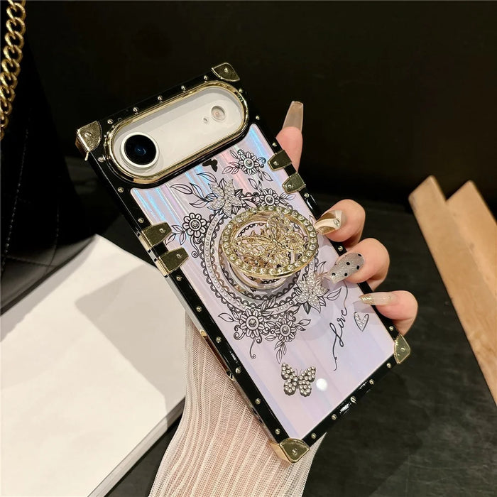 For iPhone Air Cases Rhinestone Decor Butterfly Pattern TPU + PC Phone Cover - Purple - 2
