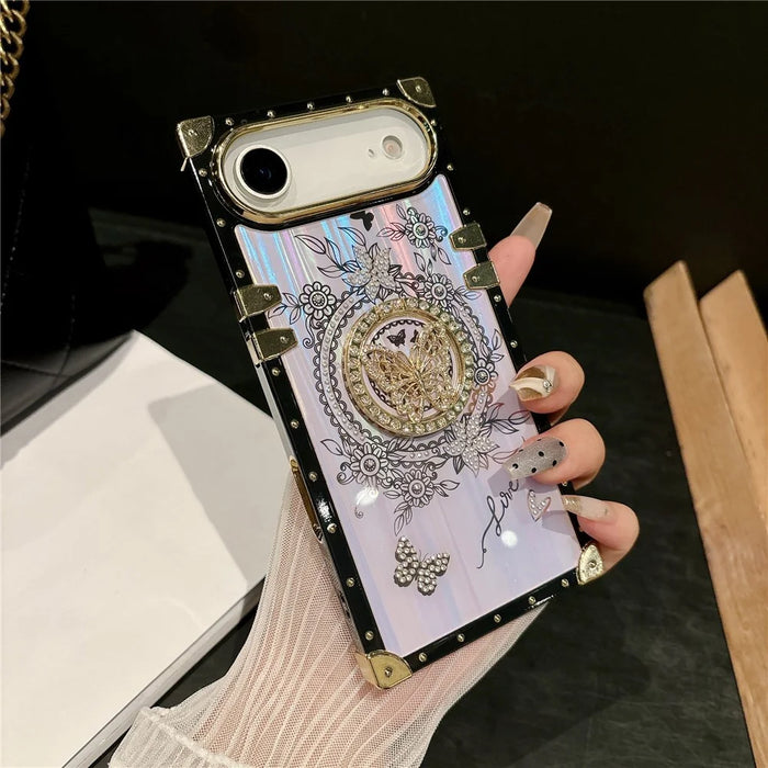 For iPhone Air Cases Rhinestone Decor Butterfly Pattern TPU + PC Phone Cover - Purple - 3