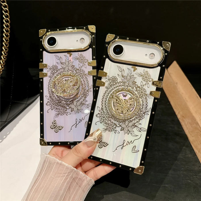 For iPhone Air Cases Rhinestone Decor Butterfly Pattern TPU + PC Phone Cover - Purple - 6