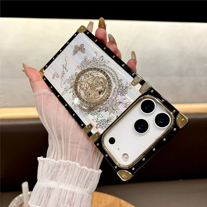 For iPhone 17 Pro Max Cases Rhinestone Decor Butterfly Pattern TPU + PC Phone Cover - Pink - 4
