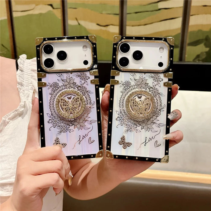 For iPhone 17 Pro Max Cases Rhinestone Decor Butterfly Pattern TPU + PC Phone Cover - Pink - 7