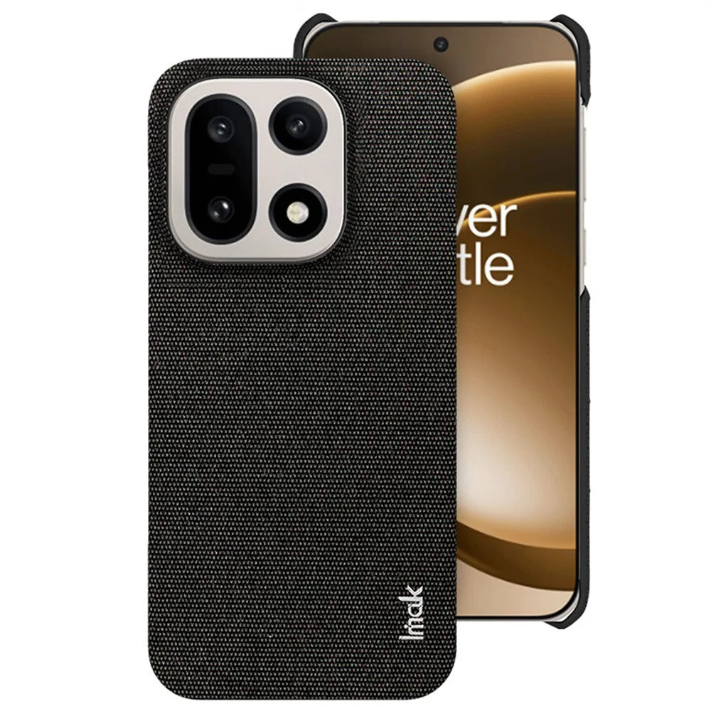 IMAK Ruiyi Series for OnePlus 15 5G Case Fabric Texture Leather + PC Phone Back Cover - Black - 1