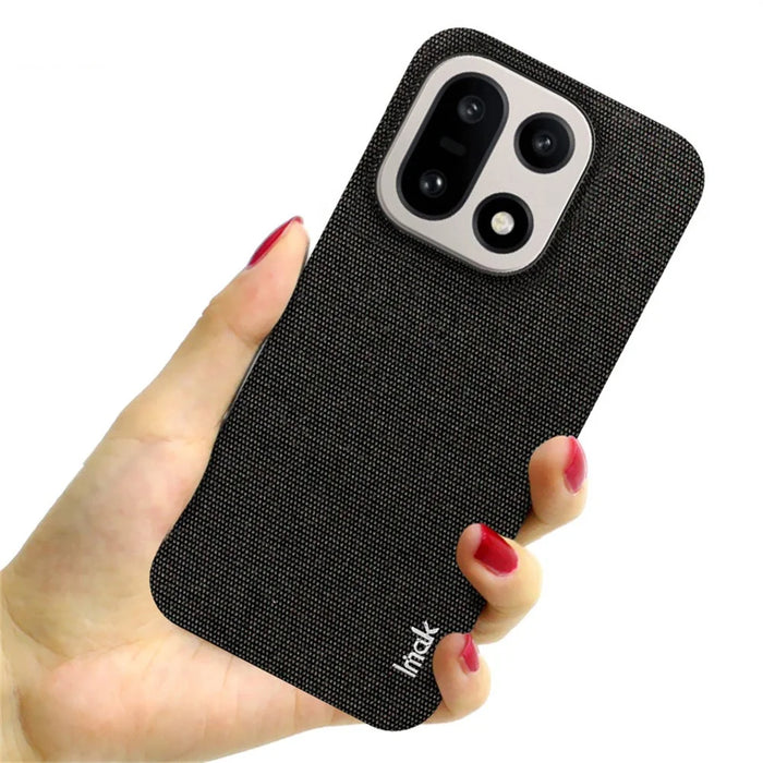 IMAK Ruiyi Series for OnePlus 15 5G Case Fabric Texture Leather + PC Phone Back Cover - Black - 4