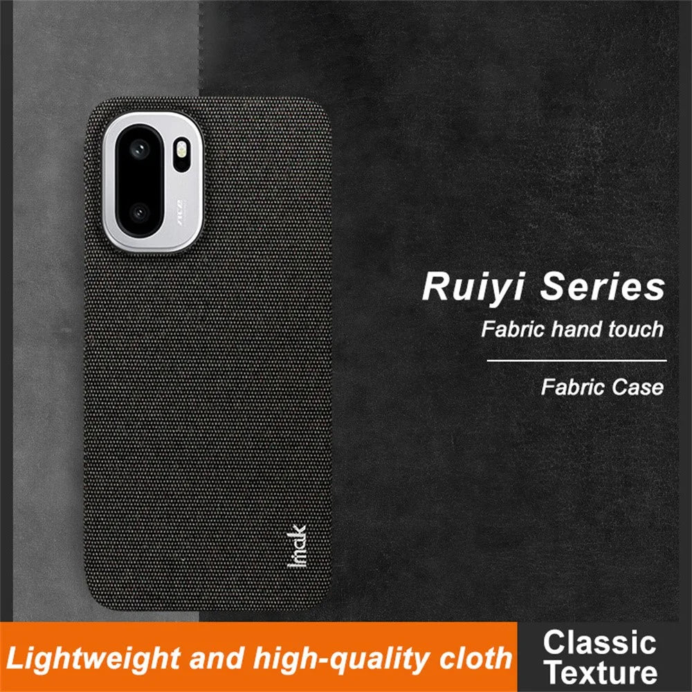 IMAK Ruiyi Series for OnePlus Ace 6T 5G / Ace 6 5G / 15R 5G Case Fabric Texture Leather + PC Phone Back Cover - Black - 2