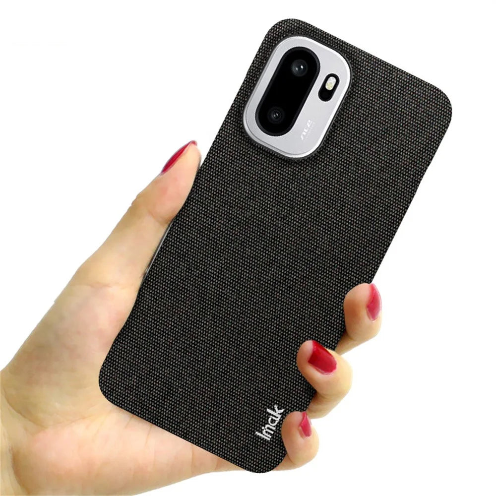 IMAK Ruiyi Series for OnePlus Ace 6T 5G / Ace 6 5G / 15R 5G Case Fabric Texture Leather + PC Phone Back Cover - Black - 4
