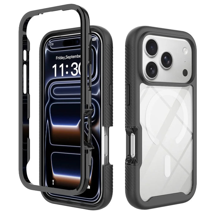 For iPhone 18 Pro / 17 Pro Magnetic Case PC + TPU Protective Phone Back Cover (No PET Film) - Black - 1