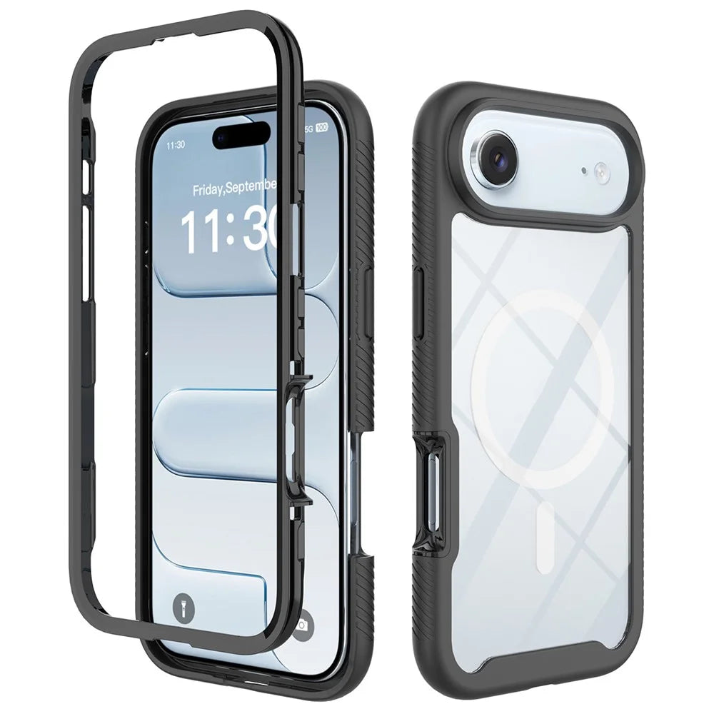 For iPhone Air Magnetic Case PC + TPU Protective Phone Back Cover (No PET Film) - Black - 1