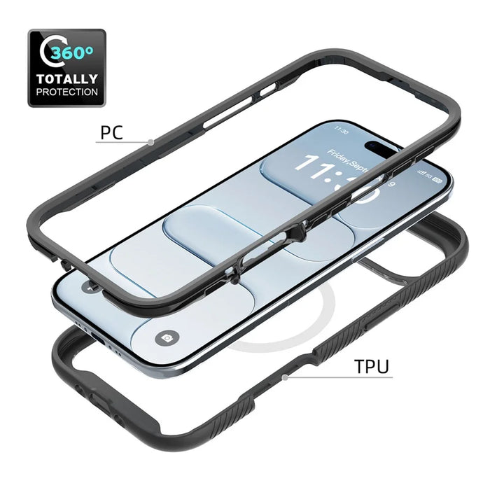 For iPhone Air Magnetic Case PC + TPU Protective Phone Back Cover (No PET Film) - Black - 3
