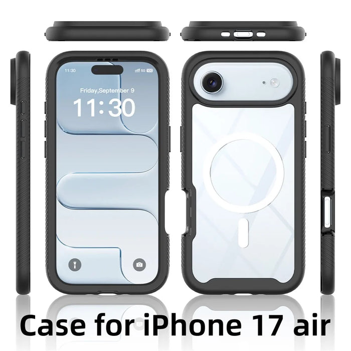 For iPhone Air Magnetic Case PC + TPU Protective Phone Back Cover (No PET Film) - Black - 5