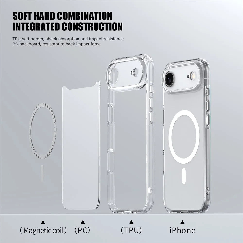 IPAKY For iPhone Air Clear Case TPU + PC Slim Phone Back Cover Compatible with MagSafe - Transparent - 2