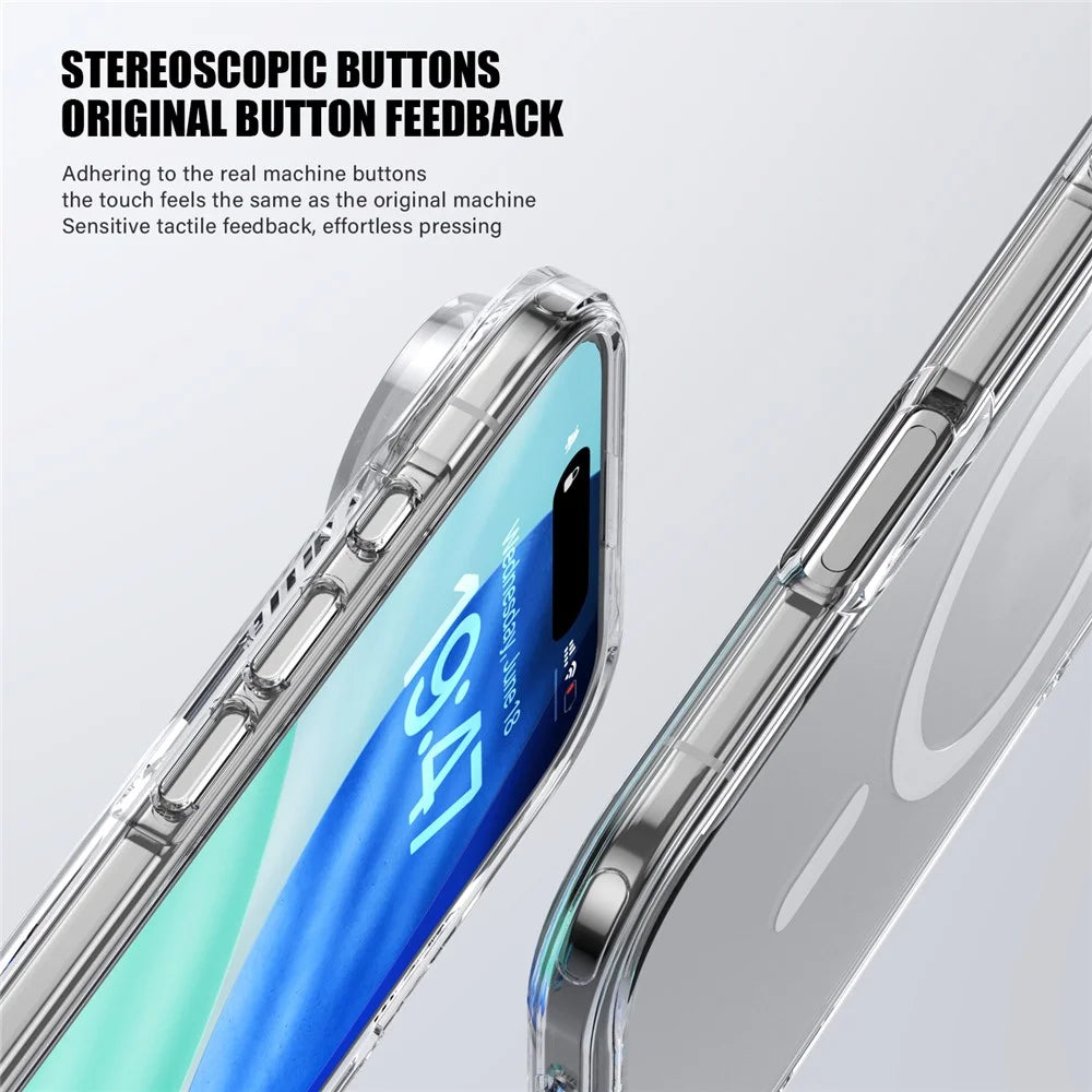 IPAKY For iPhone Air Clear Case TPU + PC Slim Phone Back Cover Compatible with MagSafe - Transparent - 6