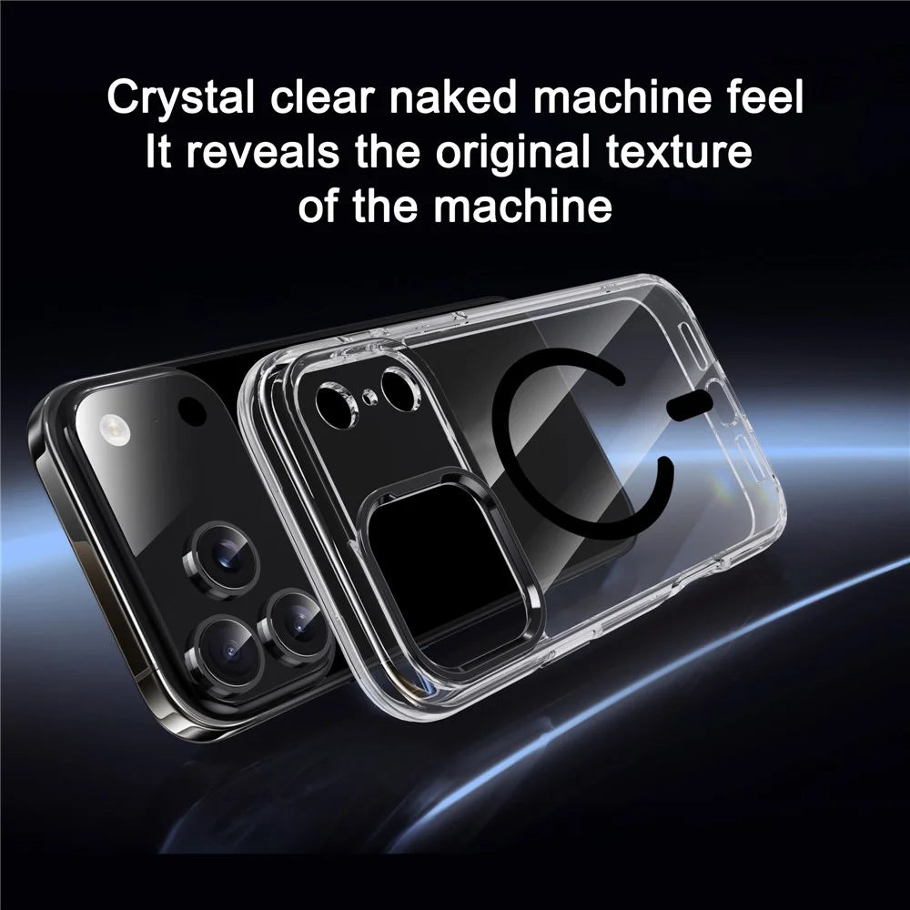 IPAKY For iPhone 17 Pro Clear Case Compatible with MagSafe Shockproof TPU+PC Phone Back Cover  - Transparent  /  Black - 5