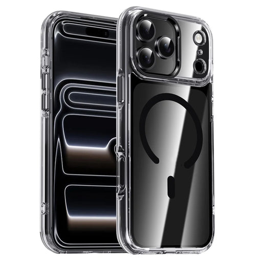 IPAKY For iPhone 17 Pro Max Clear Case Compatible with MagSafe Shockproof TPU+PC Phone Back Cover - Transparent  /  Black - 1